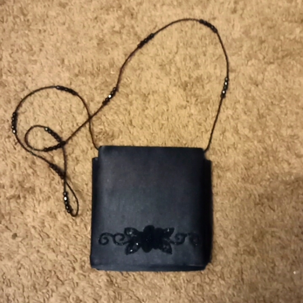 Jessica McClintock black special occasion beaded strap purse